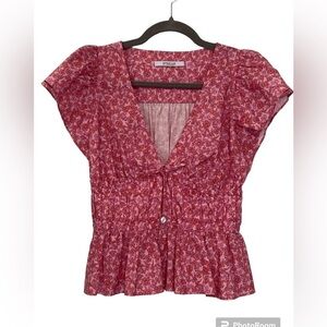 10 Crosby Derek Lam Red Floral Blouse